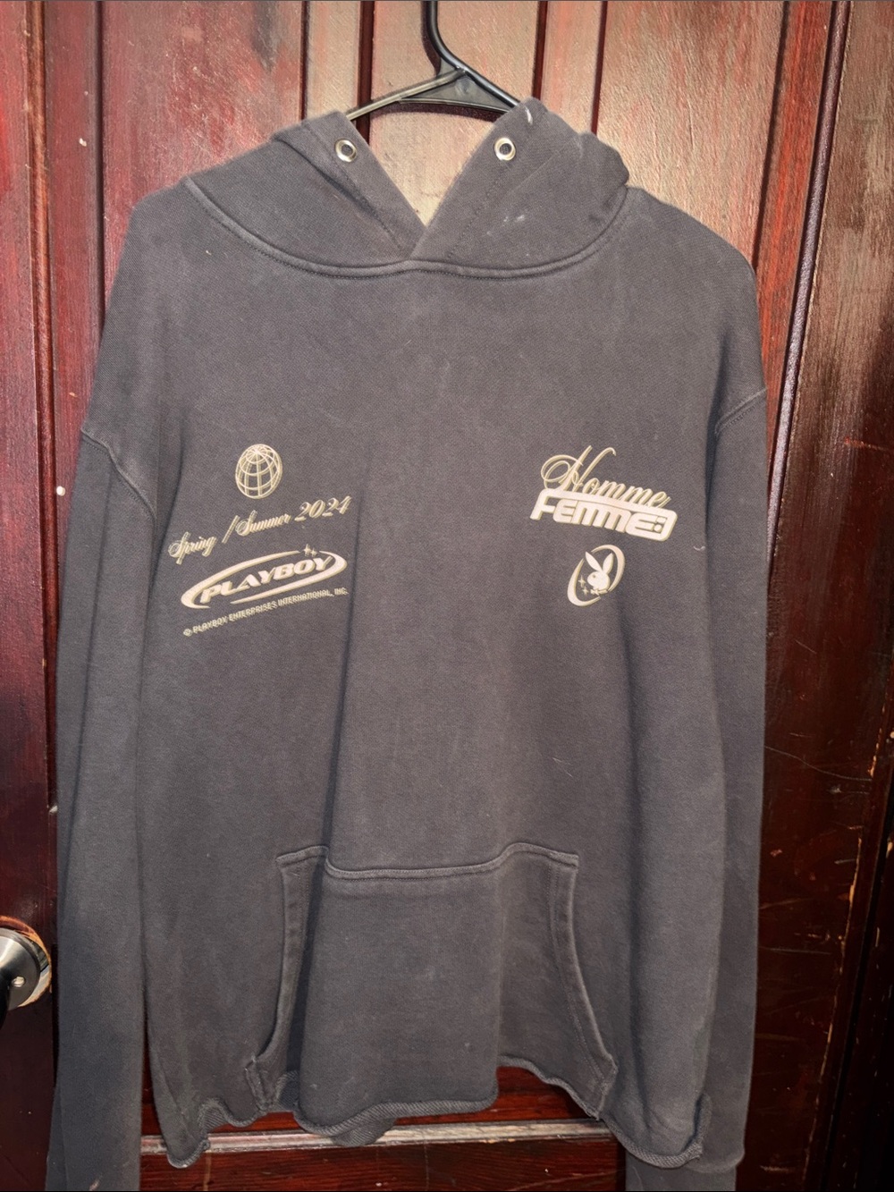 PLAYBOY Black Hoodie with Beige Graphic Logos